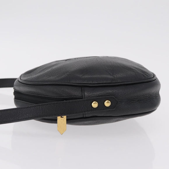 Saint Laurent Shoulder Bag Leather Black Gold Tone Auth am12852A