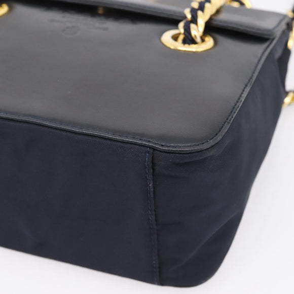 PRADA Chain Shoulder Bag Leather Black Gold Tone B4099 Auth am12853V