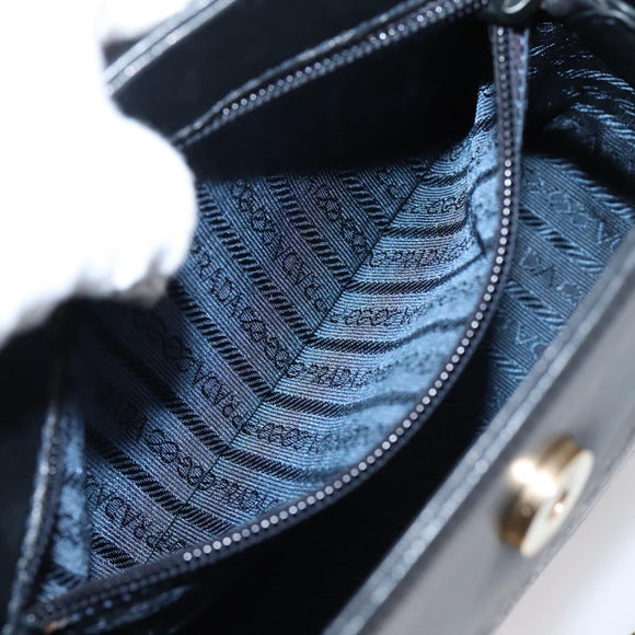 PRADA Chain Shoulder Bag Leather Black Gold Tone B4099 Auth am12853V