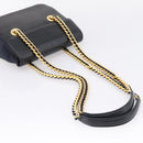 PRADA Chain Shoulder Bag Leather Black Gold Tone B4099 Auth am12853V-7