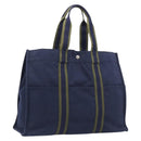 HERMES Fourre Tout MM Hand Bag Canvas Navy Silver Auth am12875V-1
