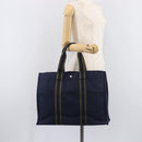 HERMES Fourre Tout MM Hand Bag Canvas Navy Silver Auth am12875V-22
