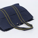 HERMES Fourre Tout MM Hand Bag Canvas Navy Silver Auth am12875V-6