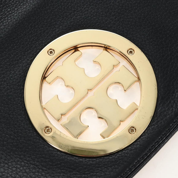 Tory Burch Chain Shoulder Bag Leather Black Gold Tone Auth am12876A