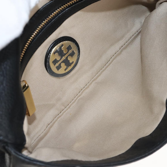 Tory Burch Chain Shoulder Bag Leather Black Gold Tone Auth am12876A