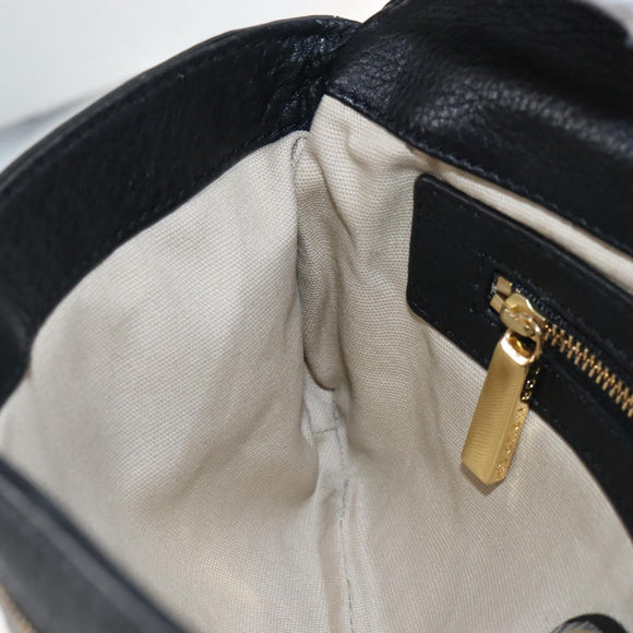 Tory Burch Chain Shoulder Bag Leather Black Gold Tone Auth am12876A