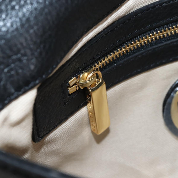 Tory Burch Chain Shoulder Bag Leather Black Gold Tone Auth am12876A