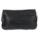 Tory Burch Chain Shoulder Bag Leather Black Gold Tone Auth am12876A-3