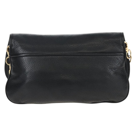 Tory Burch Chain Shoulder Bag Leather Black Gold Tone Auth am12876A