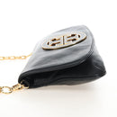 Tory Burch Chain Shoulder Bag Leather Black Gold Tone Auth am12876A-4