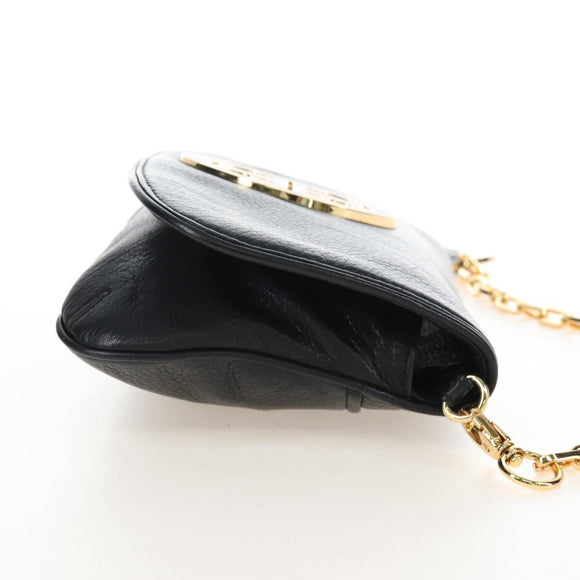 Tory Burch Chain Shoulder Bag Leather Black Gold Tone Auth am12876A