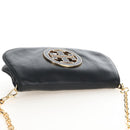 Tory Burch Chain Shoulder Bag Leather Black Gold Tone Auth am12876A-6