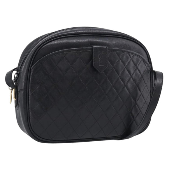 Saint Laurent Shoulder Bag Leather Black Gold Auth am12880V