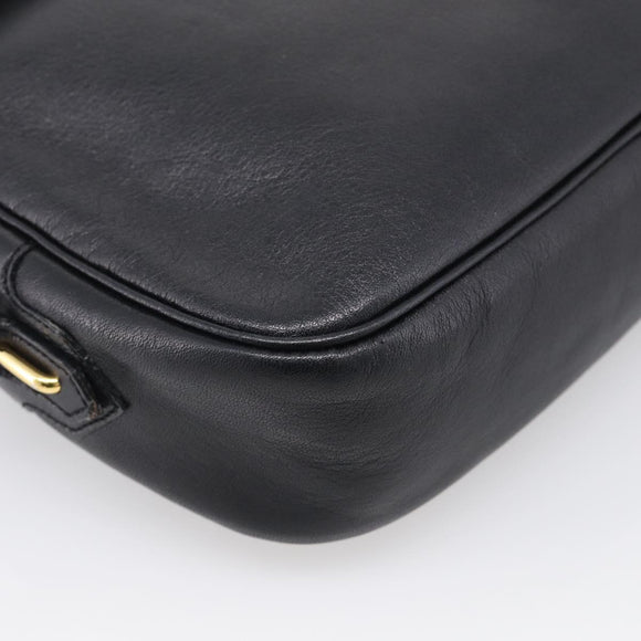 Saint Laurent Shoulder Bag Leather Black Gold Auth am12880V