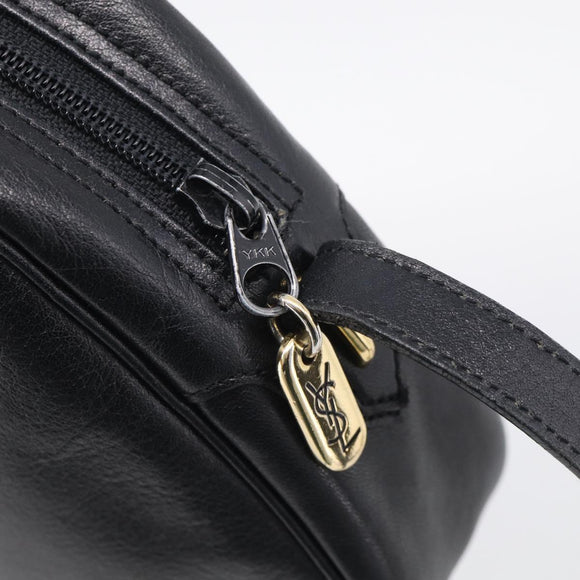 Saint Laurent Shoulder Bag Leather Black Gold Auth am12880V