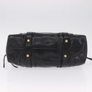 Miu Miu Side Ribbon Hand Bag Leather Black Gold Auth am12883M-11