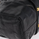 Miu Miu Side Ribbon Hand Bag Leather Black Gold Auth am12883M-12