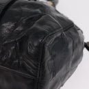 Miu Miu Side Ribbon Hand Bag Leather Black Gold Auth am12883M-15