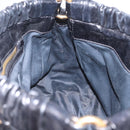 Miu Miu Side Ribbon Hand Bag Leather Black Gold Auth am12883M-21