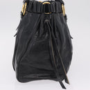 Miu Miu Side Ribbon Hand Bag Leather Black Gold Auth am12883M-4