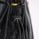 Miu Miu Side Ribbon Hand Bag Leather Black Gold Auth am12883M-5