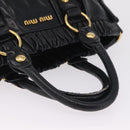 Miu Miu Side Ribbon Hand Bag Leather Black Gold Auth am12883M-8