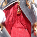 Christian Dior Canage Lady Dior GM Hand Bag Lamb Skin Black Gold Auth am12885-20