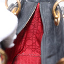 Christian Dior Canage Lady Dior GM Hand Bag Lamb Skin Black Gold Auth am12885-21