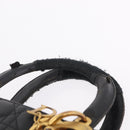Christian Dior Canage Lady Dior GM Hand Bag Lamb Skin Black Gold Auth am12885-9