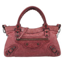 Balenciaga The First Hand Bag Leather 2way Red 103208 Auth am12886V-2