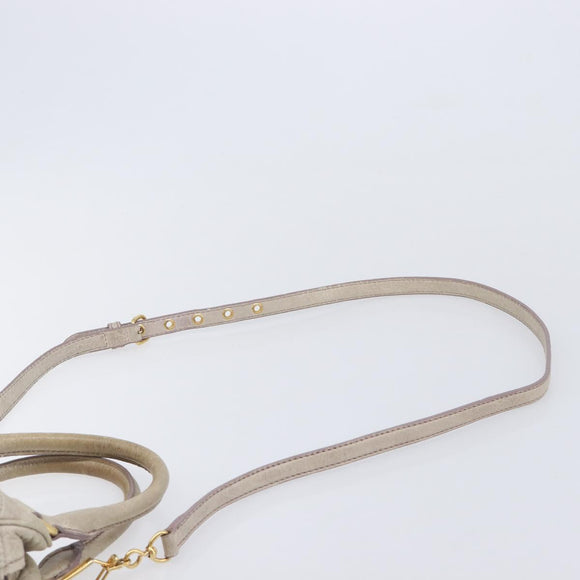 Miu Miu Hand Bag Leather 2way Beige Gold Auth am12892A
