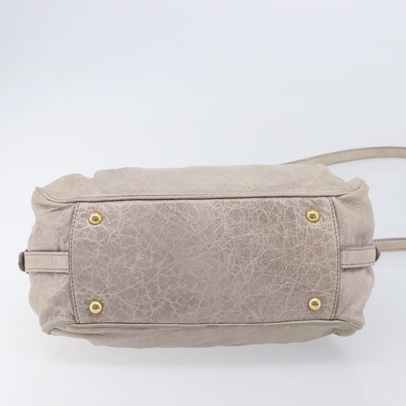Miu Miu Hand Bag Leather 2way Beige Gold Auth am12892A