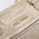 Miu Miu Hand Bag Leather 2way Beige Gold Auth am12892A-19