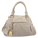 Miu Miu Hand Bag Leather 2way Beige Gold Auth am12892A-2