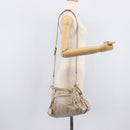 Miu Miu Hand Bag Leather 2way Beige Gold Auth am12892A-29