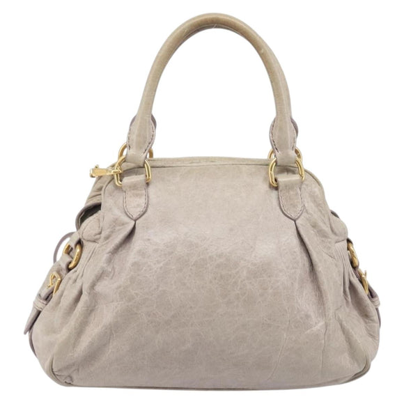 Miu Miu Hand Bag Leather 2way Beige Gold Auth am12892A