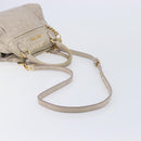 Miu Miu Hand Bag Leather 2way Beige Gold Auth am12892A-9