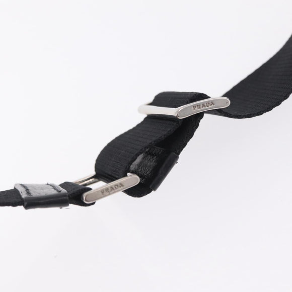 PRADA Shoulder Bag Leather Nylon Black Silver BR2417 Auth am12894V