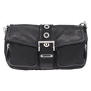 PRADA Shoulder Bag Leather Nylon Black Silver BR2417 Auth am12894V-2