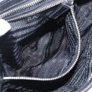 PRADA Shoulder Bag Leather Nylon Black Silver BR2417 Auth am12894V-28