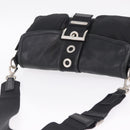PRADA Shoulder Bag Leather Nylon Black Silver BR2417 Auth am12894V-6