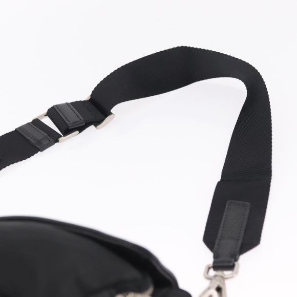 PRADA Shoulder Bag Leather Nylon Black Silver BR2417 Auth am12894V