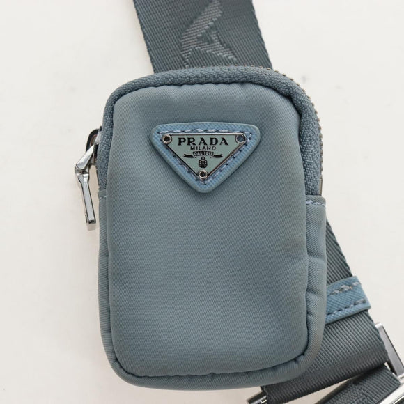 PRADA Hand Bag Nylon 2way Light Blue Silver Auth am12895A