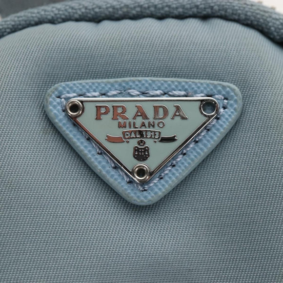 PRADA Hand Bag Nylon 2way Light Blue Silver Auth am12895A