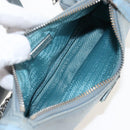PRADA Hand Bag Nylon 2way Light Blue Silver Auth am12895A-29
