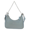 PRADA Hand Bag Nylon 2way Light Blue Silver Auth am12895A-3