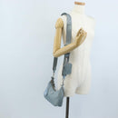 PRADA Hand Bag Nylon 2way Light Blue Silver Auth am12895A-33