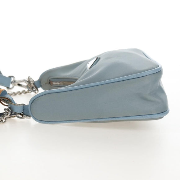 PRADA Hand Bag Nylon 2way Light Blue Silver Auth am12895A