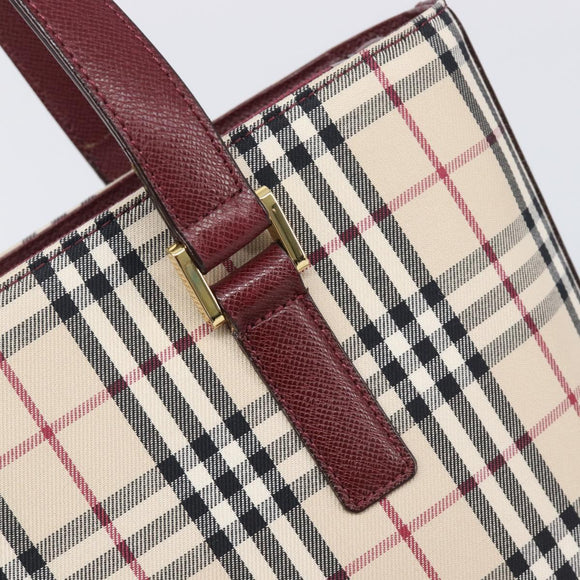 BURBERRY Nova Check Tote Bag Canvas Beige Gold Auth am12898V