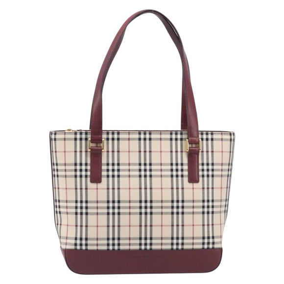 BURBERRY Nova Check Tote Bag Canvas Beige Gold Auth am12898V